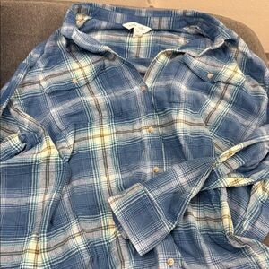 Old Navy Blue and White Plaid Men's Shirt